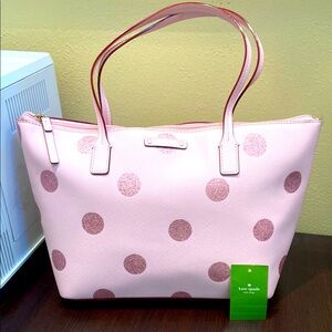 Kate Spade Pink Polka Dot Tote Bag